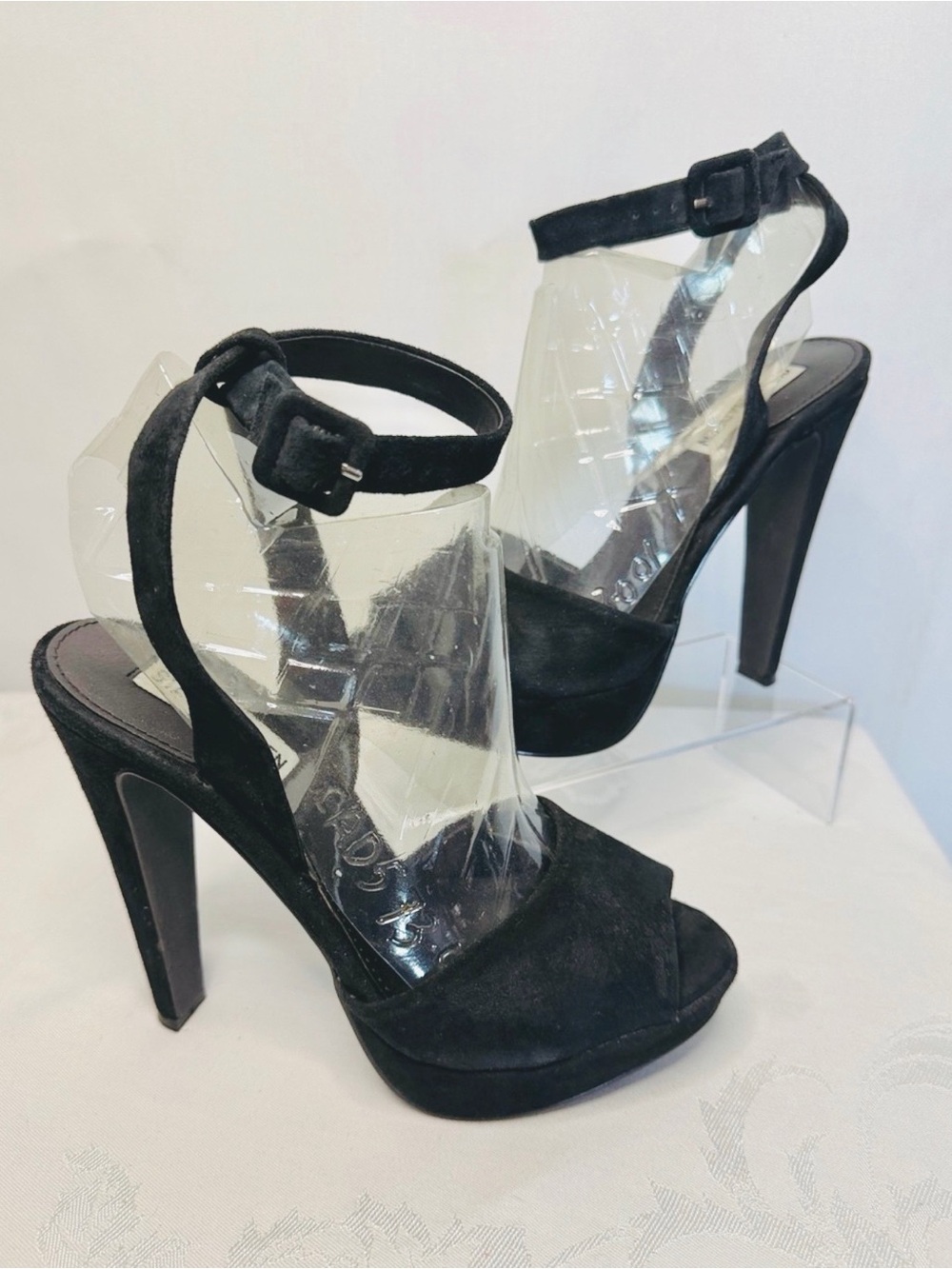 Steve Madden Amber Black Suede Platform Heels